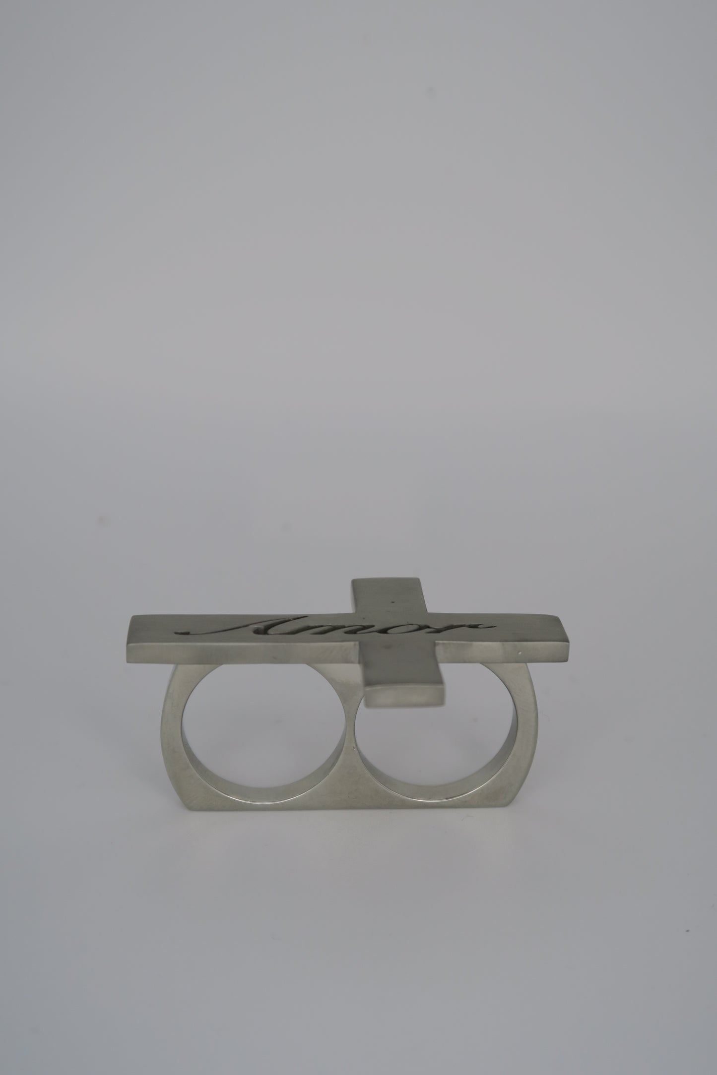 Amor Brass Knuckle Cross Ring
